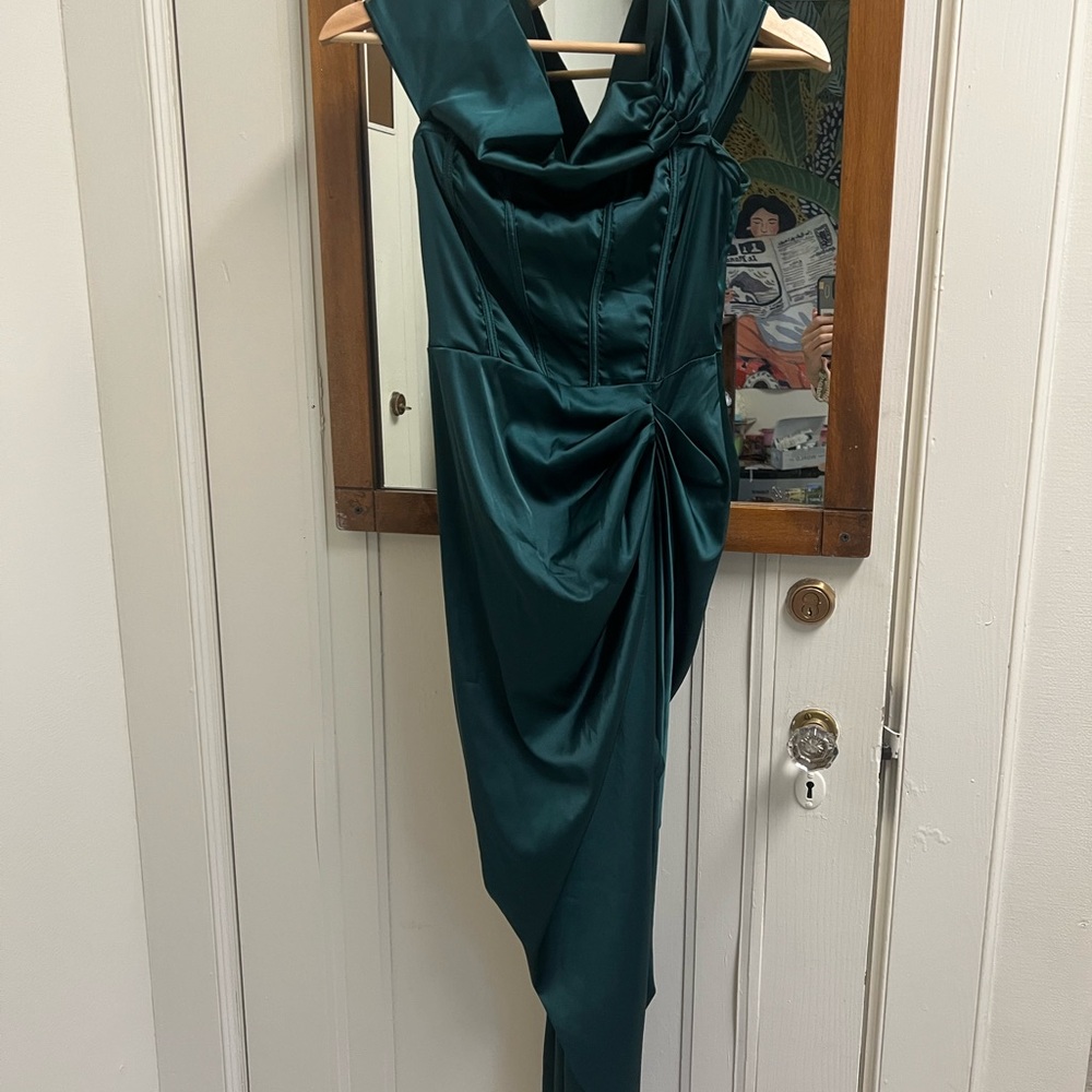 Elegant Green Satin Dress